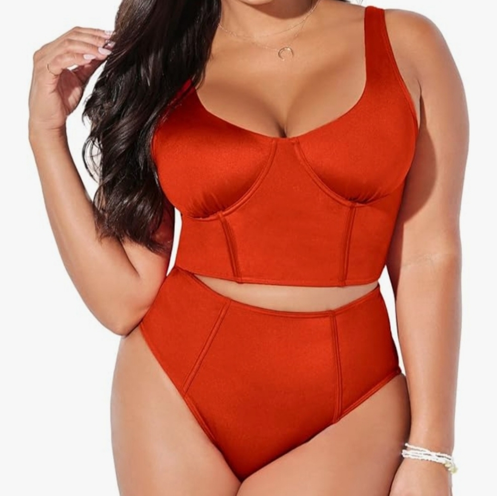 2 piece orange Swimsuits for All Bikini, size 14/16
